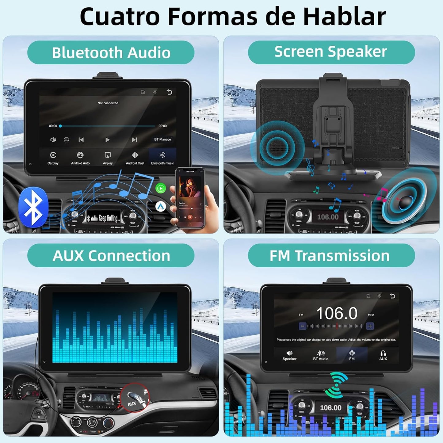 Pantalla CarPlay Inalámbrica 7” HD para Auto