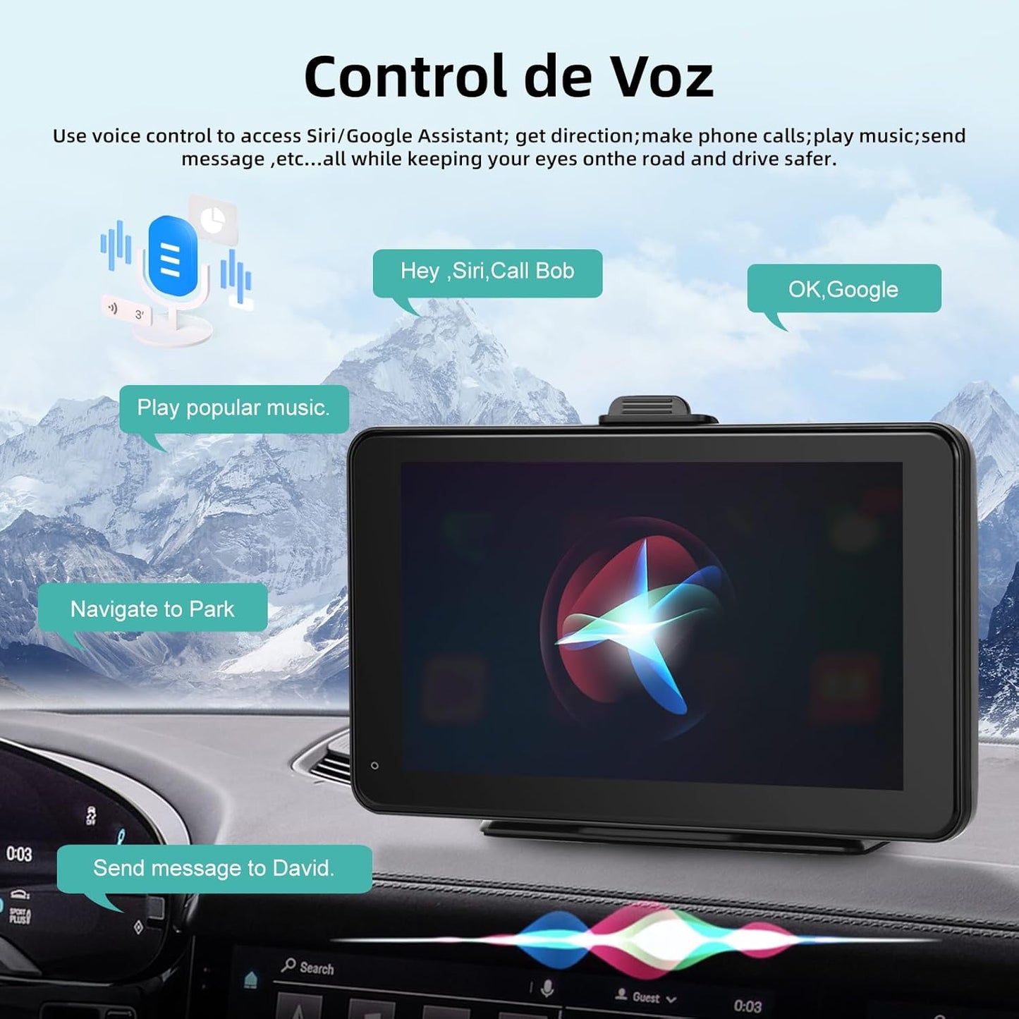 Pantalla CarPlay Inalámbrica 7” HD para Auto