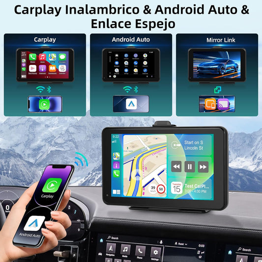 Pantalla CarPlay Inalámbrica 7” HD para Auto