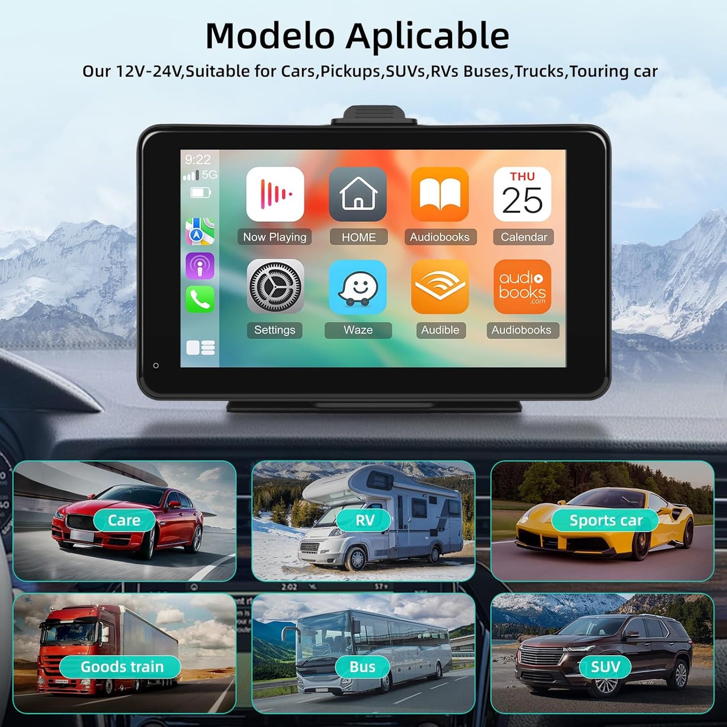 Pantalla CarPlay Inalámbrica 7” HD para Auto